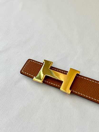 Hermes H reversible belt 24mm金扣黑色啡色雙面皮腰帶