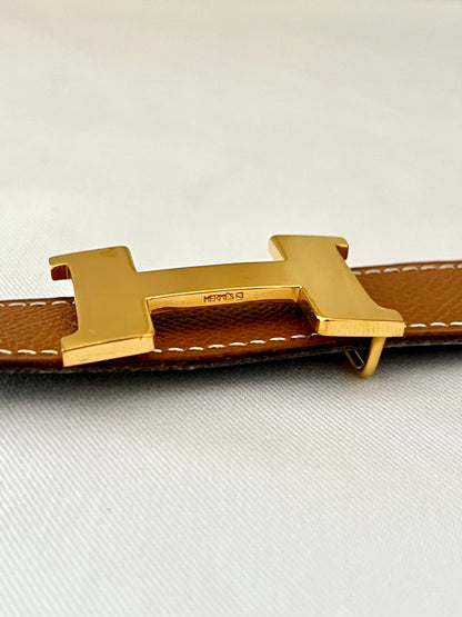 Hermes H reversible belt 24mm金扣黑色啡色雙面皮腰帶