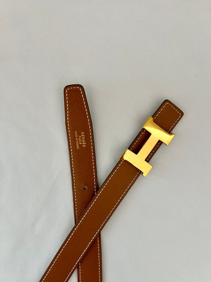 Hermes H reversible belt 24mm金扣黑色啡色雙面皮腰帶