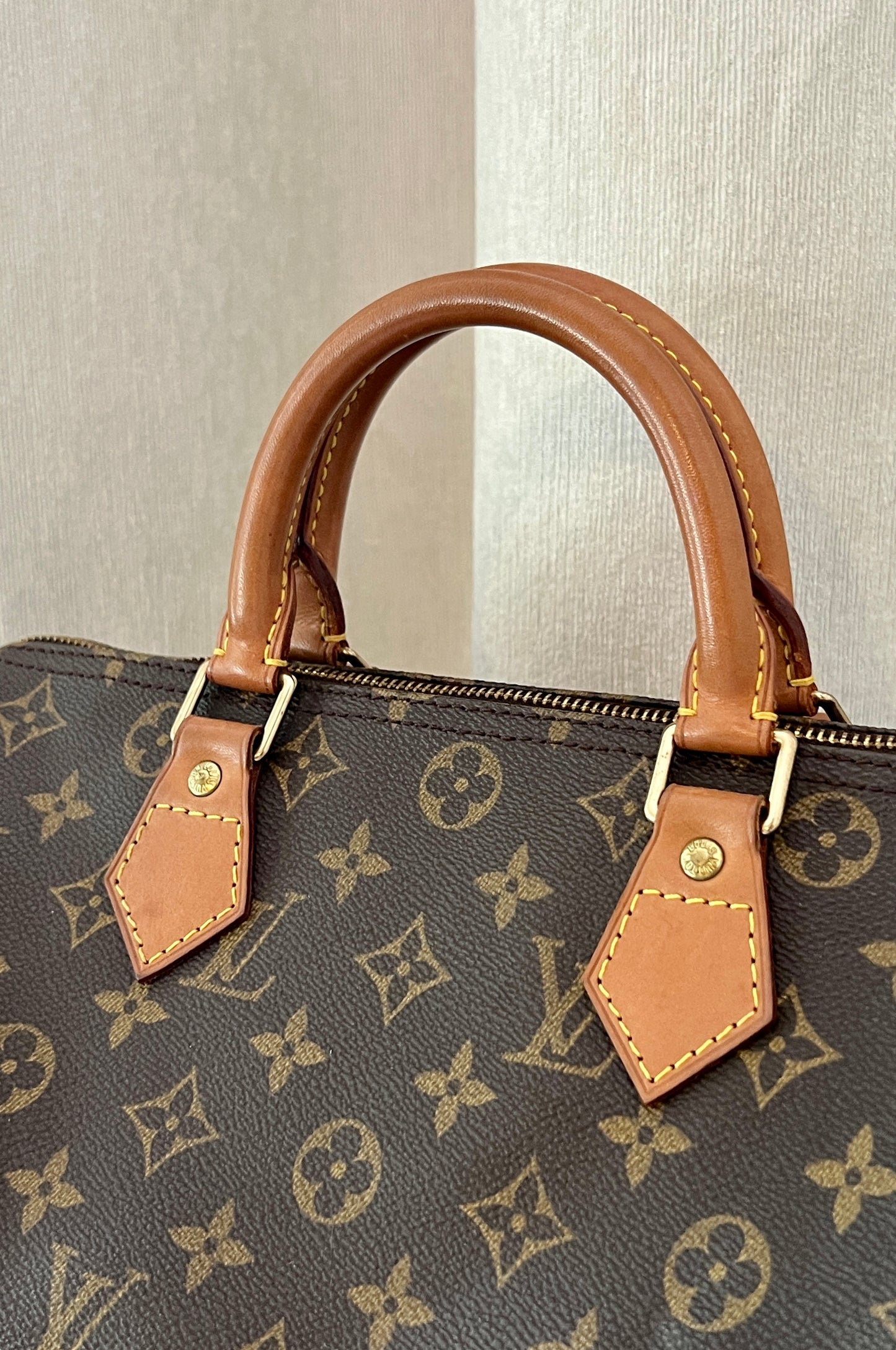 LV speedy 30 啡色老花金色鎖頭手袋大容量手提包 日出中古二手