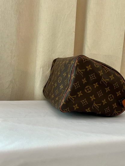 LV speedy 30 啡色老花金色鎖頭手袋大容量手提包 日出中古二手