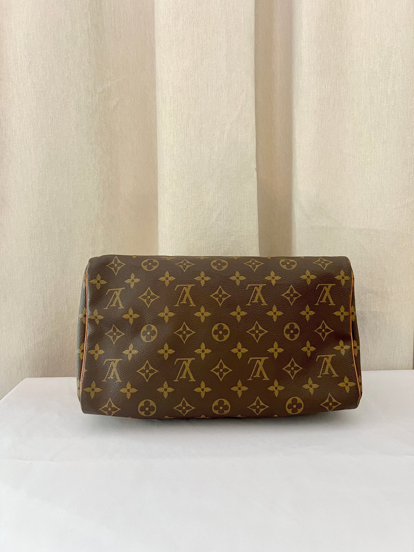 LV speedy 30 啡色老花金色鎖頭手袋大容量手提包 日出中古二手