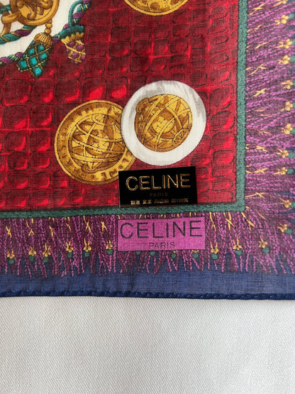 Celine scarf金幣綿質圍巾方巾絲巾 全新連貼紙 日本中古Vintage