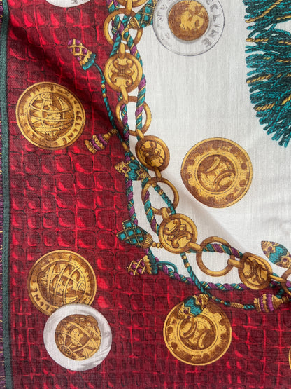 Celine scarf金幣綿質圍巾方巾絲巾 全新連貼紙 日本中古Vintage