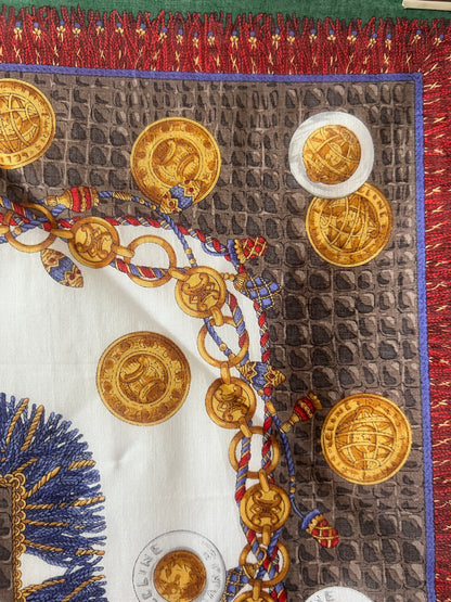Celine scarf金幣綿質圍巾方巾絲巾 全新連貼紙 日本中古Vintage