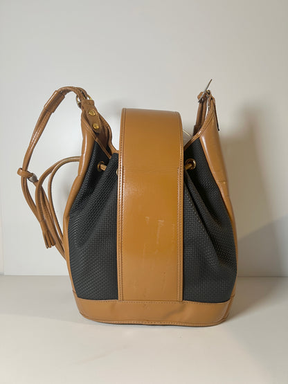 YSL啡色皮革中古特色水桶包 可調節肩帶 日本中古Vintage