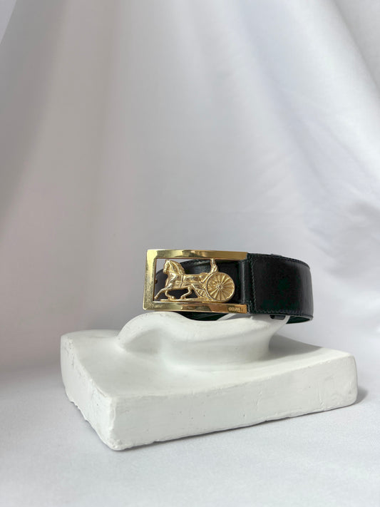 RARE TO GO 中古 | CELINE Vintage Belt 馬車金扣黑色皮腰帶