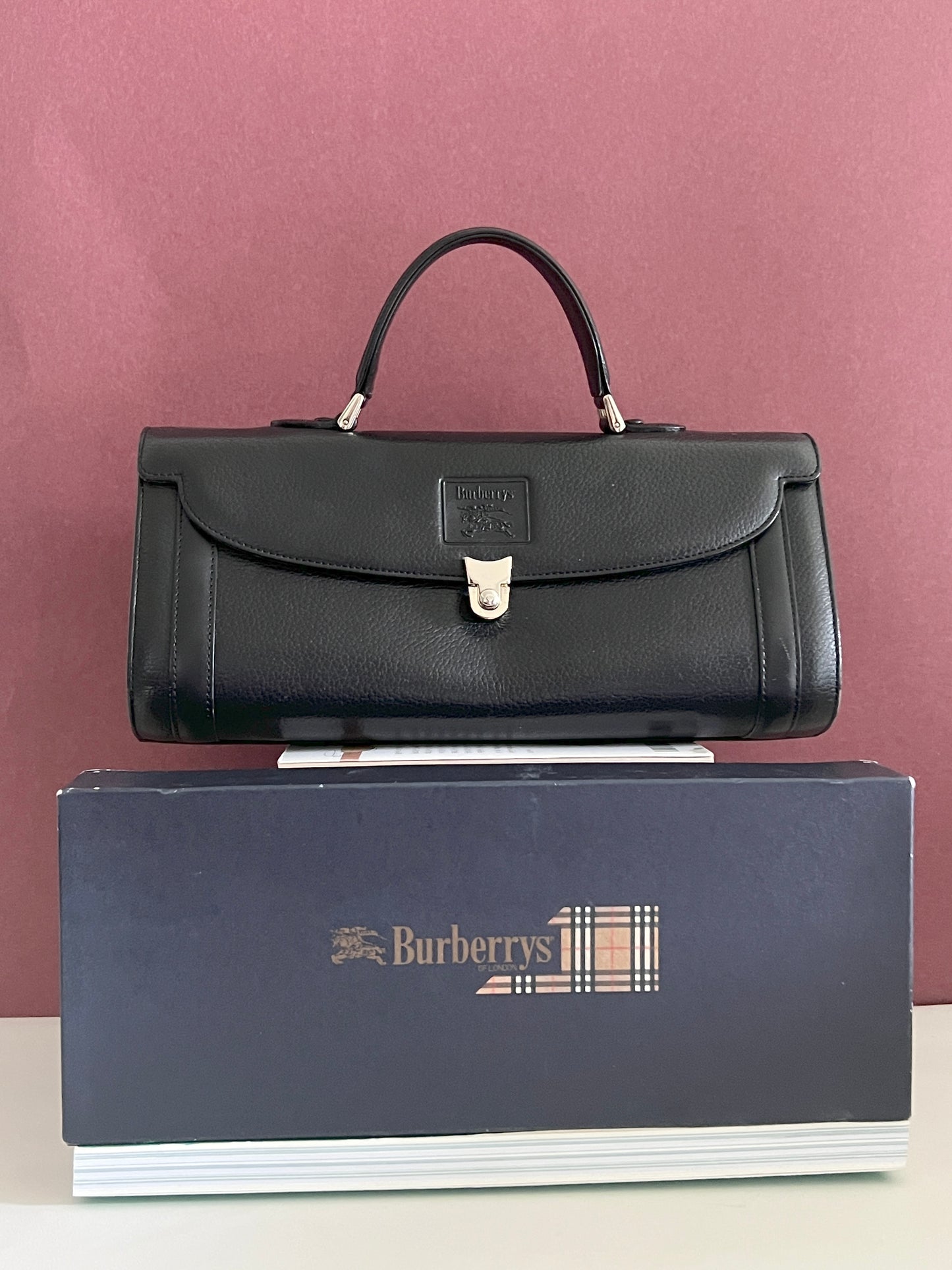 中古Burberry's皮革黑色手提包 日本中古二手vintage
