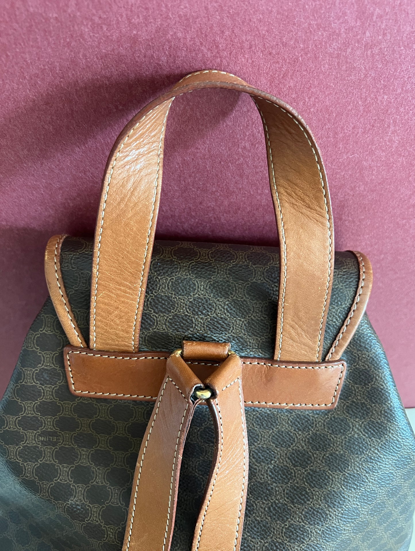 Celine Macadam backpack 賽琳凱旋門中古啡色背包