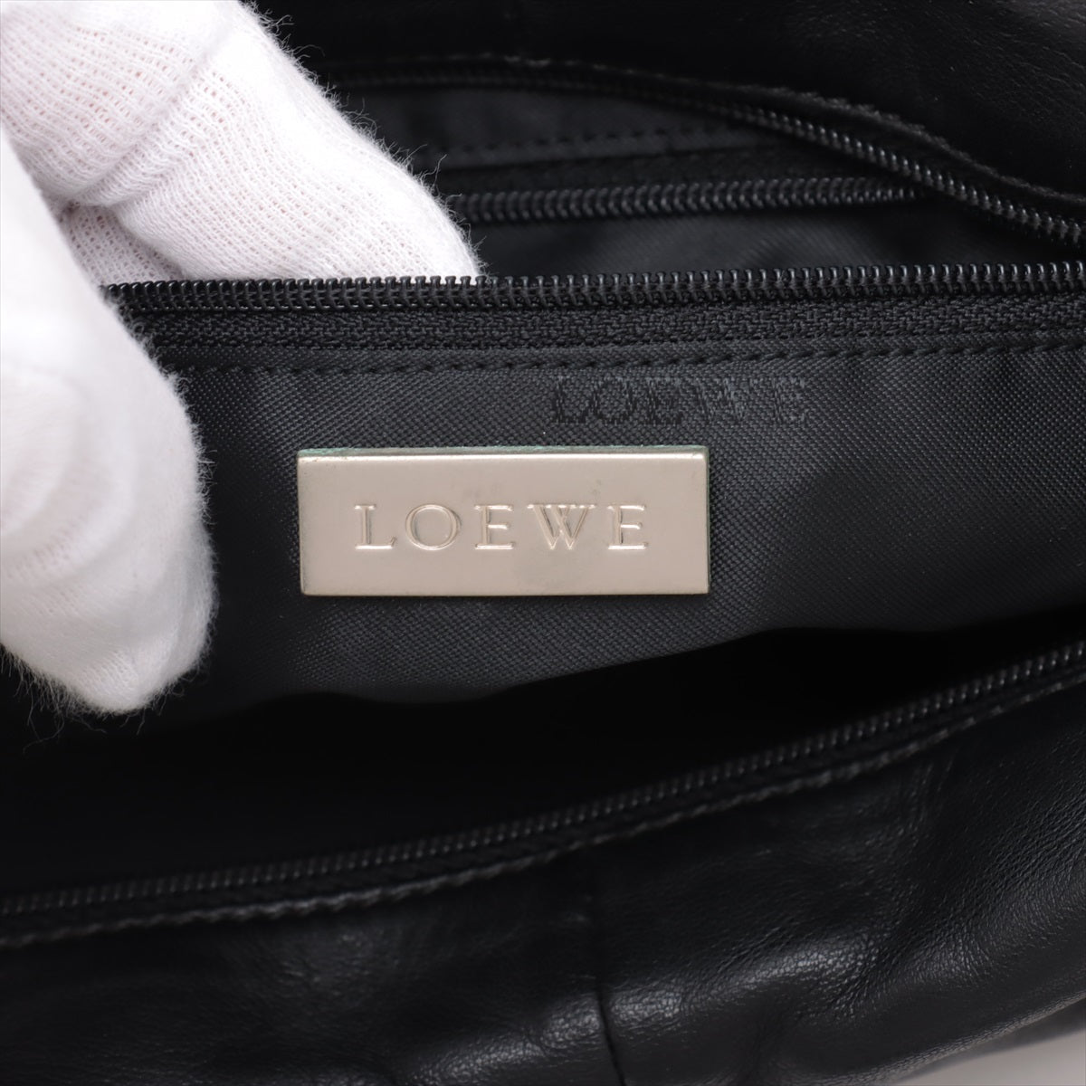 Loewe黑色軟滑羊皮單肩手提側揹腋下包餃子袋 日本中古二手vintage