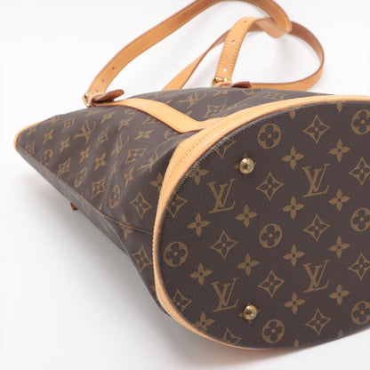 LV LOUIS VUITTON Monogram Bucket GM啡色老花肩背袋側斜背包手提袋 附有小老花袋配送肩帶 可當作小包包用 日本中古二手vintage