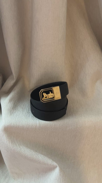 Celine黑色皮革馬車中古皮帶腰帶 日本Vintage
