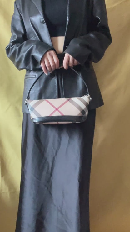 BURBERRY Check Shoulder Bag米色格仔腋下手提包