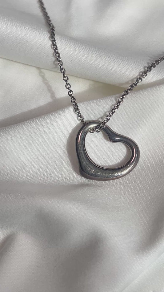 TIFFANY & CO 925純銀中空心形吊墜頸鏈